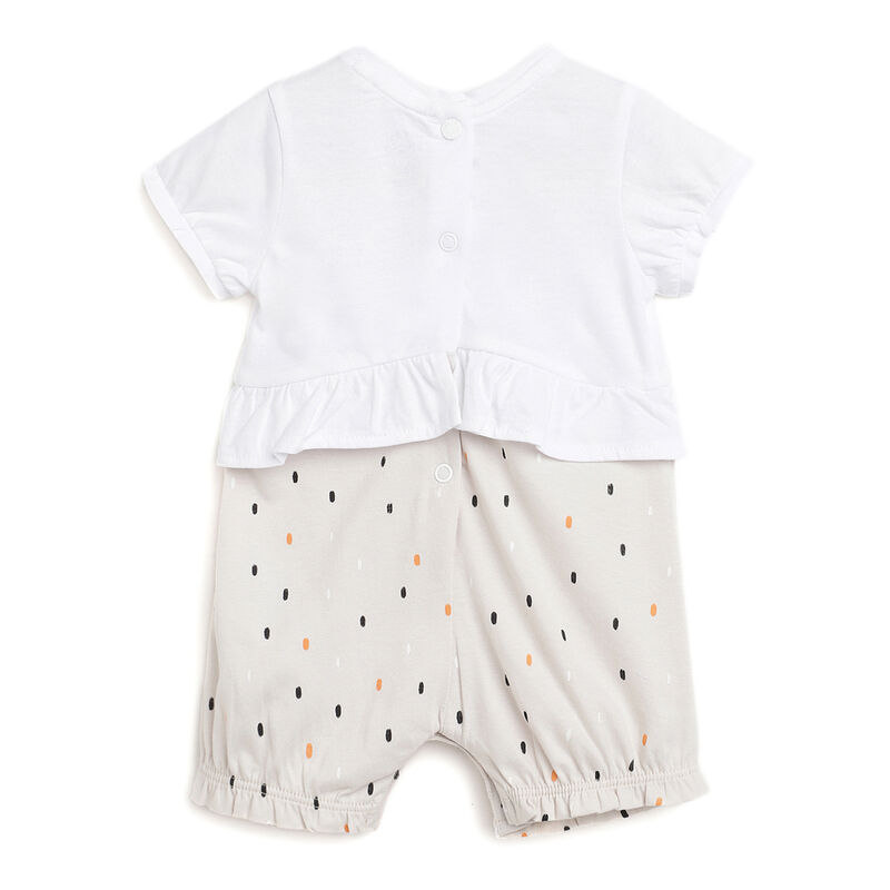 Girls Medium Natural Printed Short Sleeve Rompers image number 1